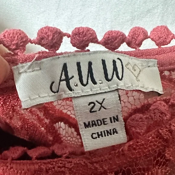 AUW Coral Long Sleeve Lace Dress - Picture 2 of 4